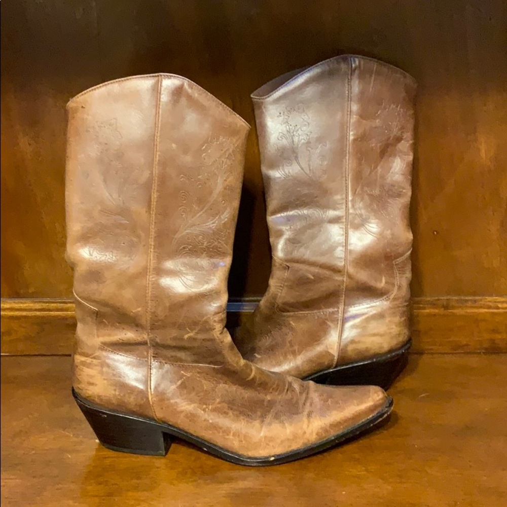 Matisse Floral Design Leather Cowboy Boots